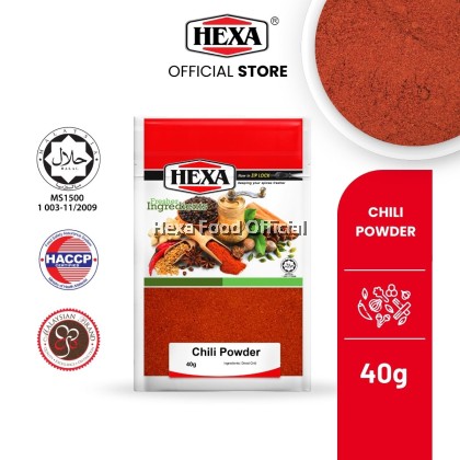 HEXA HALAL Chili Powder 40gm  100 (Spicy Rating: 3 - 12,000 SHU) 