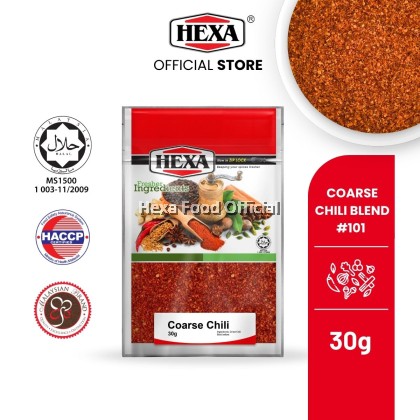 HEXA HALAL Coarse Chili Blend# 101 (3.5mm, Spicy Rating: 2 - 7,000 SHU) 30gm