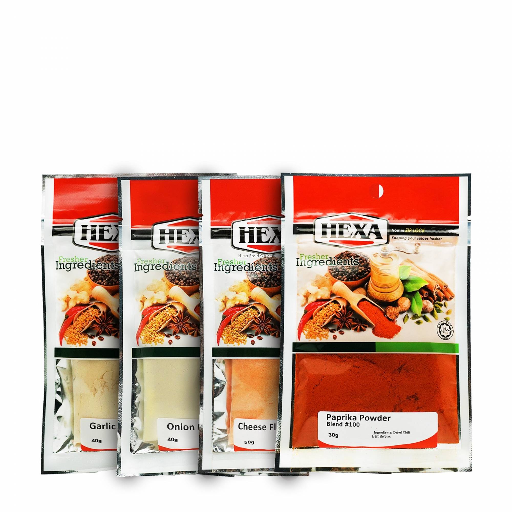 HEXA HALAL Garlic 40gm + Onion 40gm + Paprika Powder 30gm + Cheese