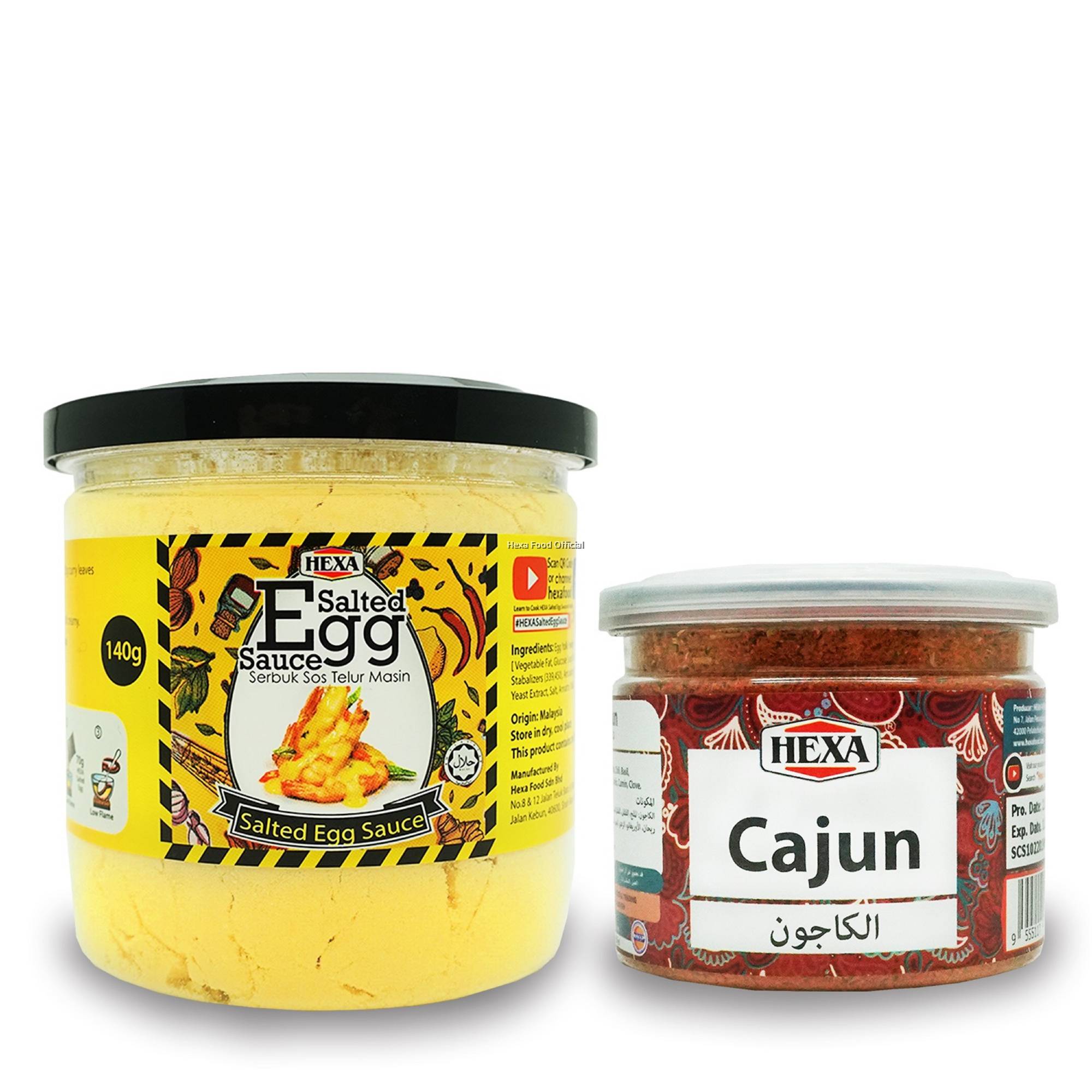 HEXA HALAL Cajun Spice 85gm Salted Egg Sauce Premix 140gm