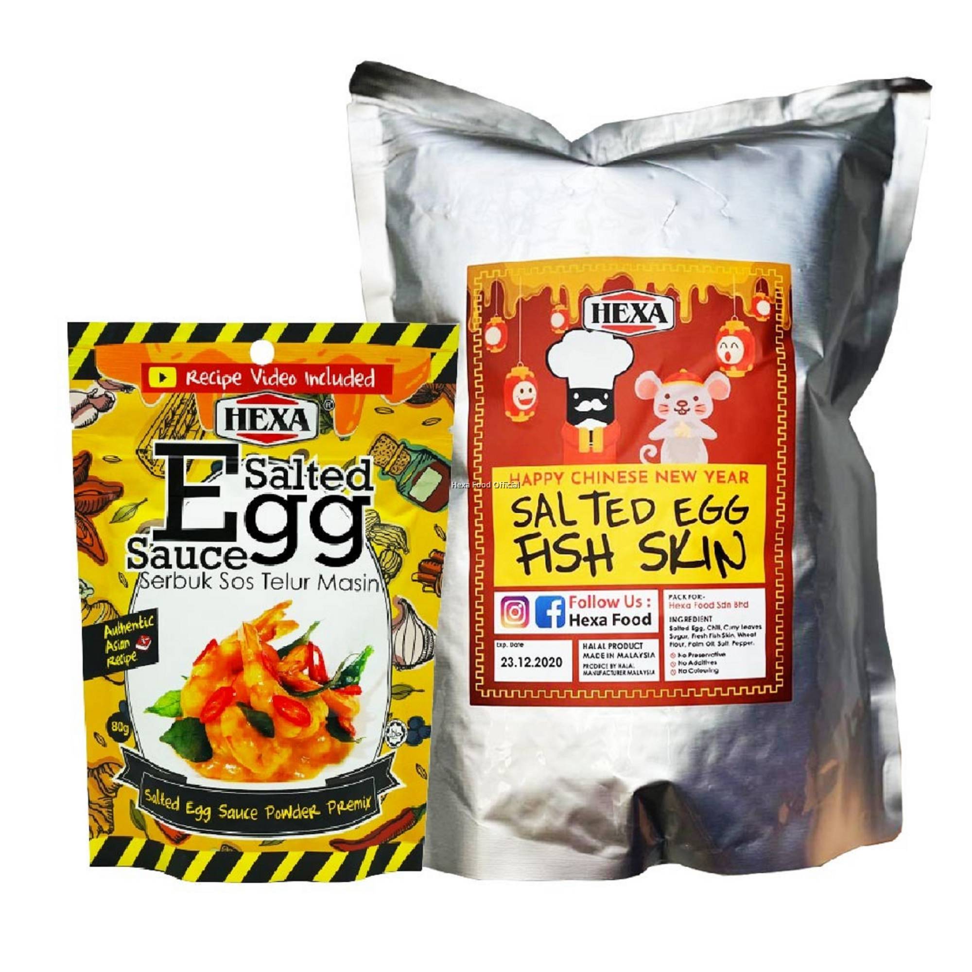 HEXA Salted Egg Fish Skin Chips 100gm High Quality + HALAL Salted Egg