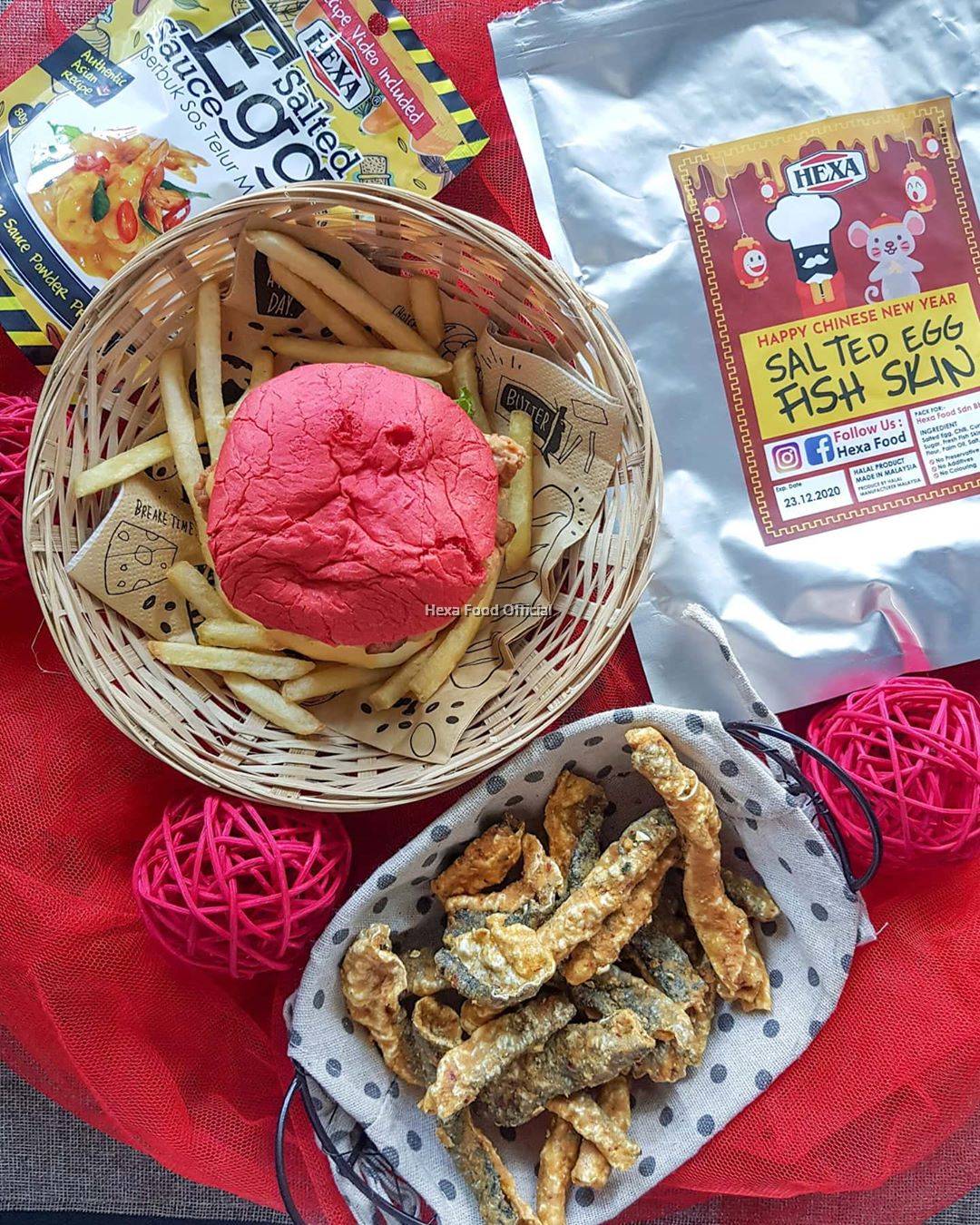 HEXA Salted Egg Fish Skin Chips 100gm High Quality + HALAL Salted Egg