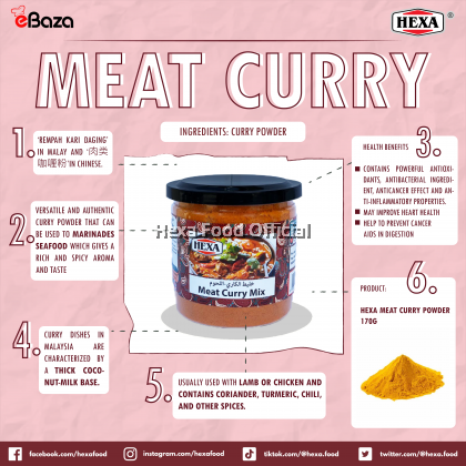 HEXA Meat Curry Powder 170gm Bottle HEXA Meat Curry Powder 170gm Bottle