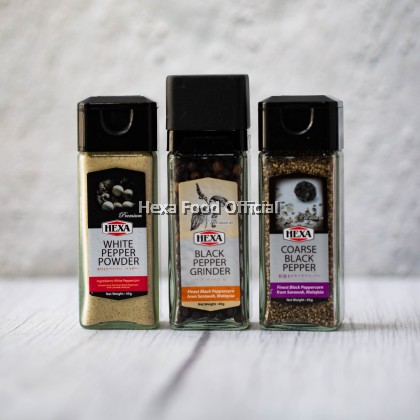 HEXA HALAL Sarawak White & Black Pepper  3 Jars    Free Gift