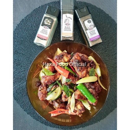 HEXA HALAL Sarawak White & Black Pepper  3 Jars    Free Gift