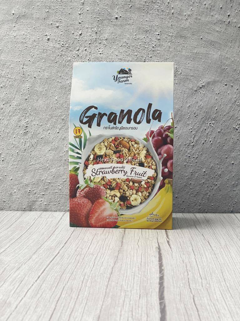 YOUNGER FARM HALAL GRANOLA STRAWBERRY FRUIT 225g + GRANOLA MULBERRY