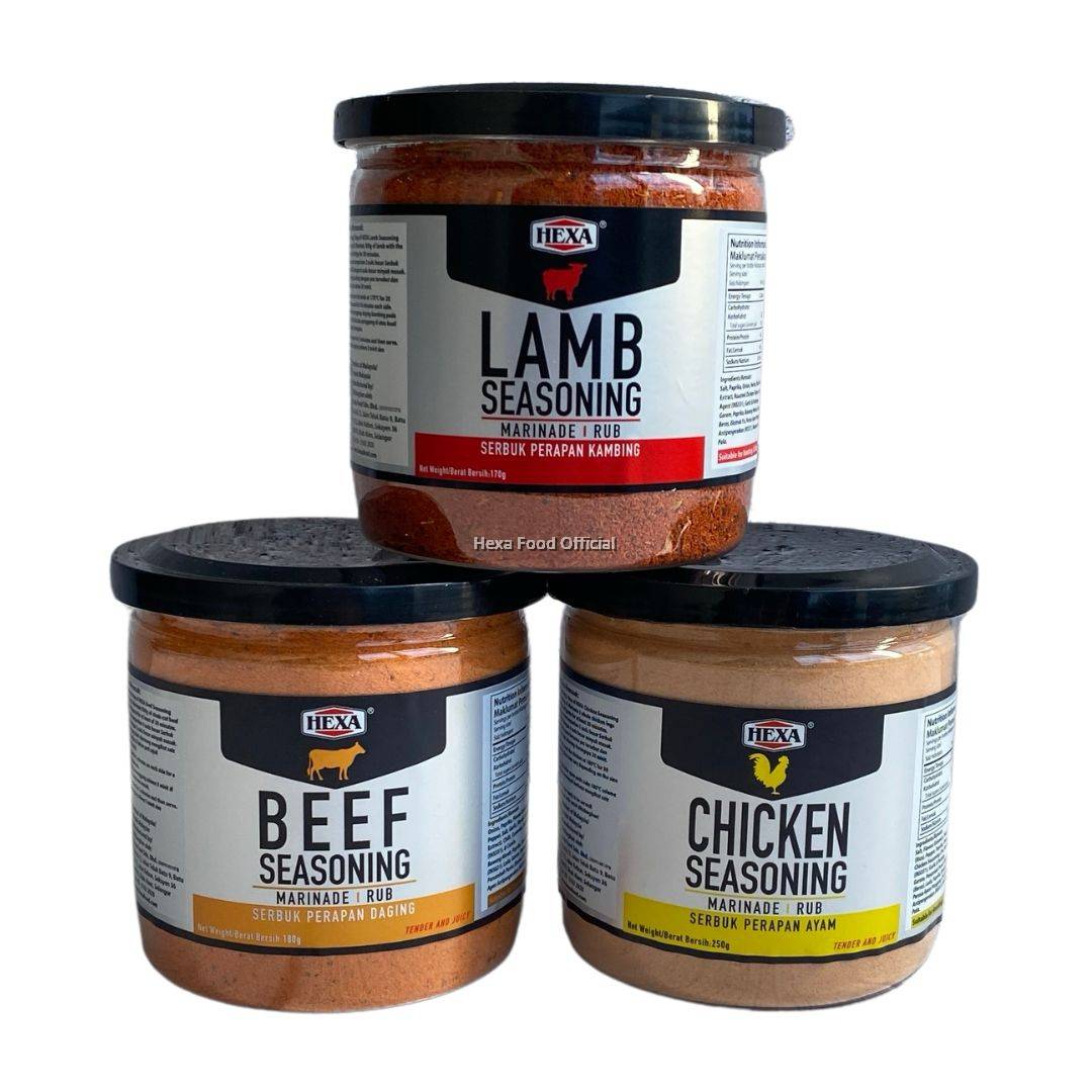 HEXA HALAL Lamb Seasoning 170g + HEXA Beef Seasoning 180g + HEXA