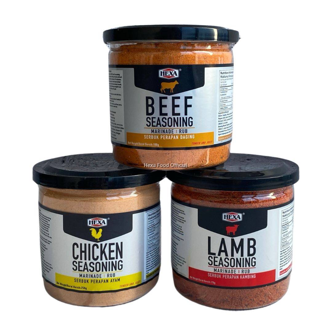 HEXA HALAL Lamb Seasoning 170g + HEXA Beef Seasoning 180g + HEXA